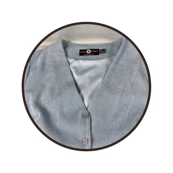 Daisy Street Women's Size 8 Powder Blue Corduroy Tie Waist Button Through Skater - Picture 9 of 9